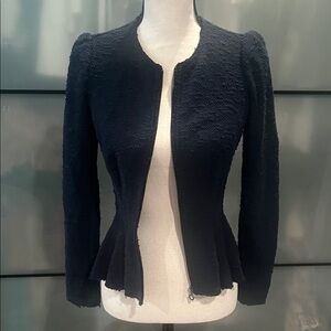 Rebecca Taylor Textured navy boucle Blazer sz 2 peplum